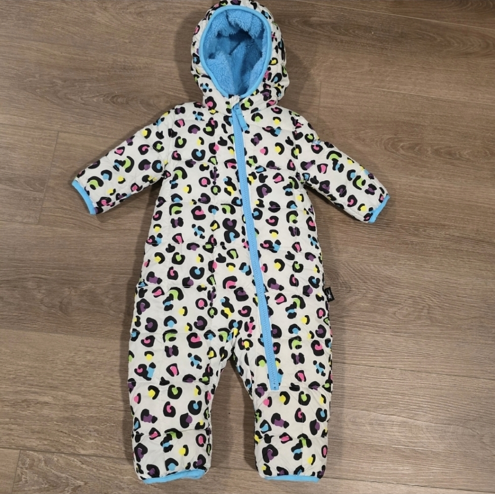 Spyder Baby Infant Snowsuit Animal Print Winter Gear White Blue Size 3-6‎ Months